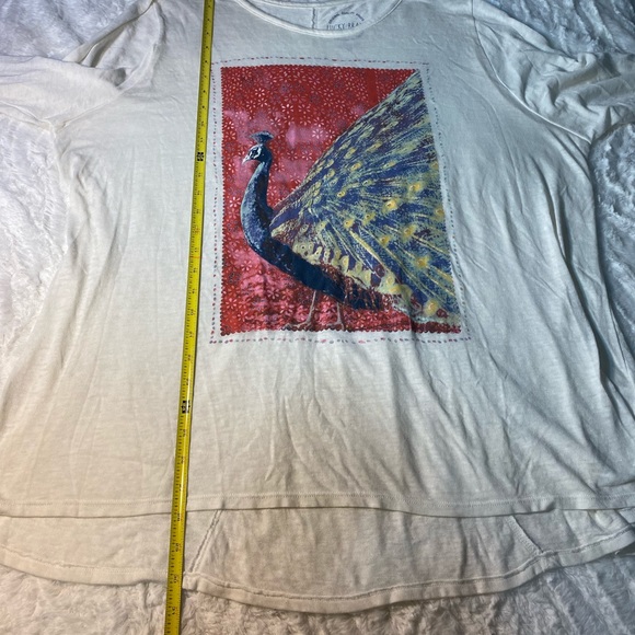 🦚 Lucky Brand Peacock Print Long Sleeve Tunic Top Size 3X - Picture 8 of 11
